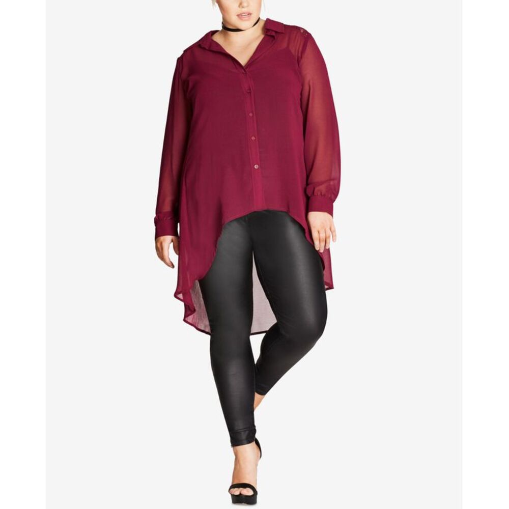 City Chic Trendy Plus Size Sheer Tunic Shirt